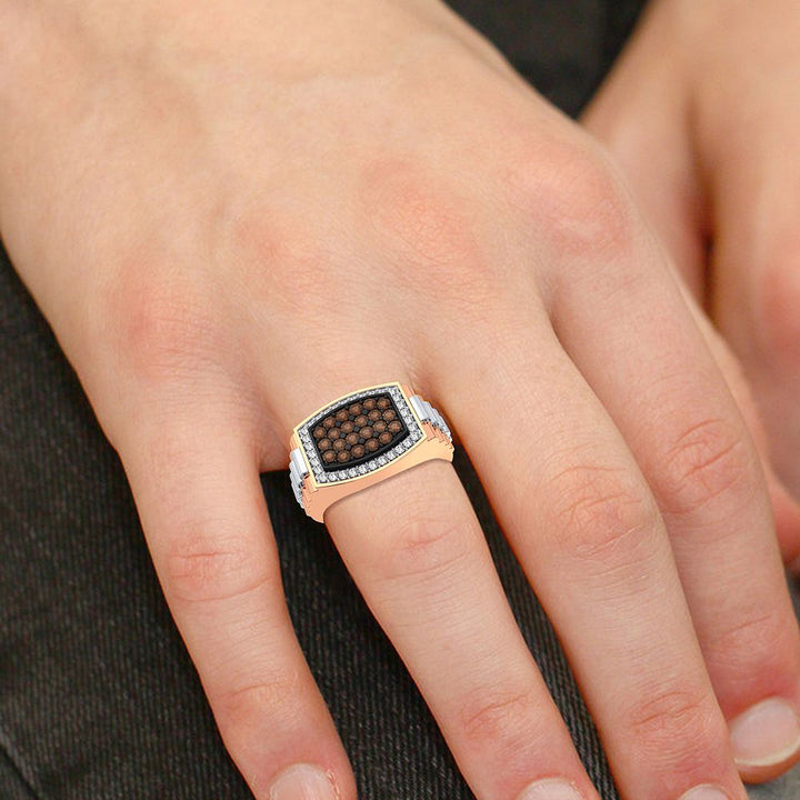 10K Rose Gold Mens Lab Diamond Statement Ring