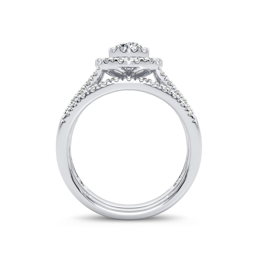 Brilliant 14k White Gold 1CT Lab Diamond Engagement Ring