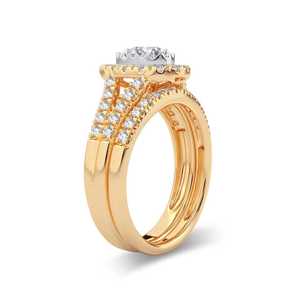 14k Yellow Gold 1CT Lab Diamond Elegant Bridal Ring