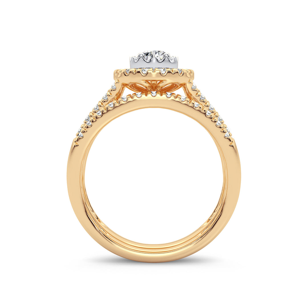 14k Yellow Gold 1CT Lab Diamond Elegant Bridal Ring