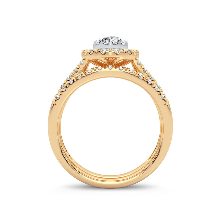 14k Yellow Gold 1CT Lab Diamond Elegant Bridal Ring
