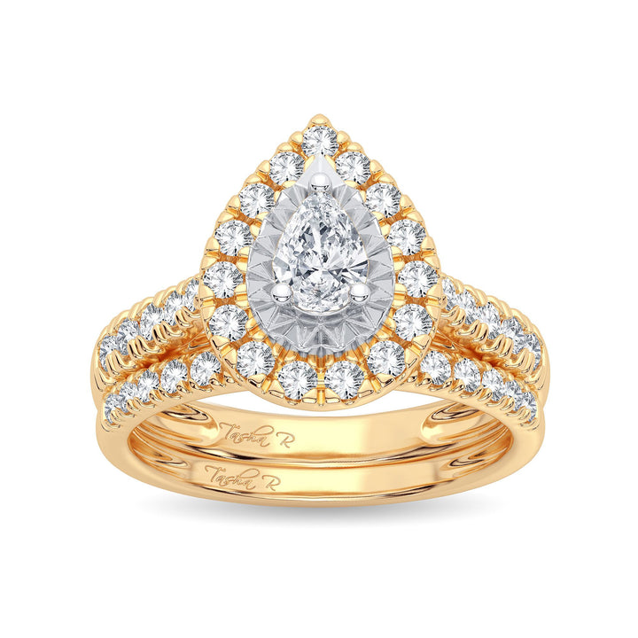 Elegant 14k Yellow Gold 1.00CT Lab Diamond Engagement Ring