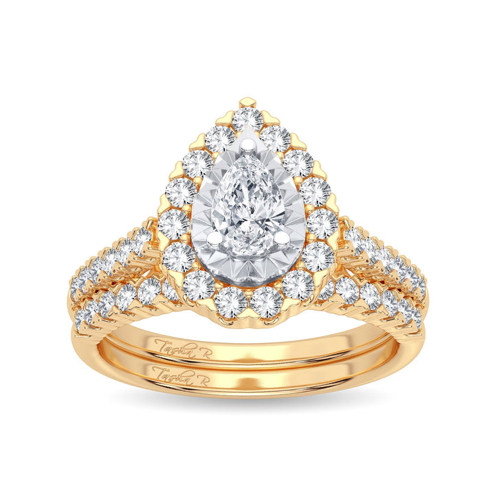 14K Yellow Gold Lab Diamond Bridal Ring - 1.05CT Elegance
