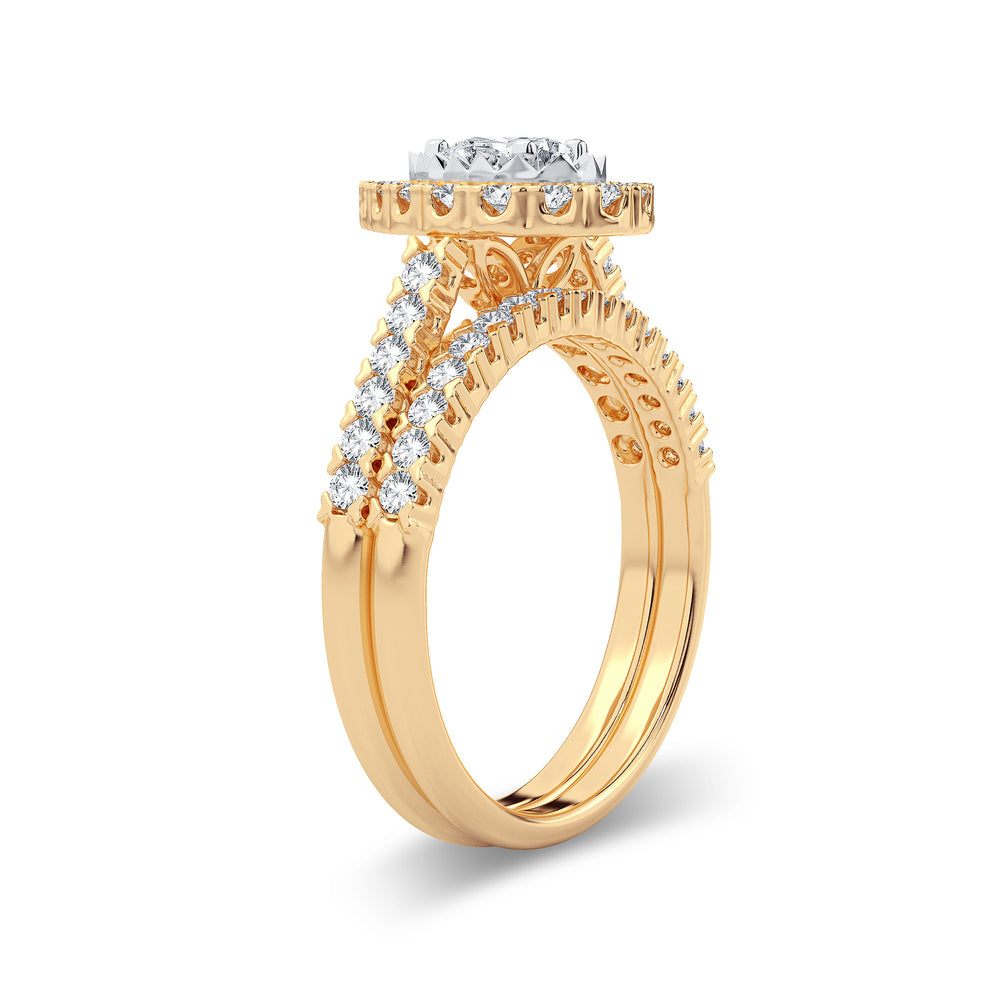 14K Yellow Gold Lab Diamond Bridal Ring - 1.05CT Elegance