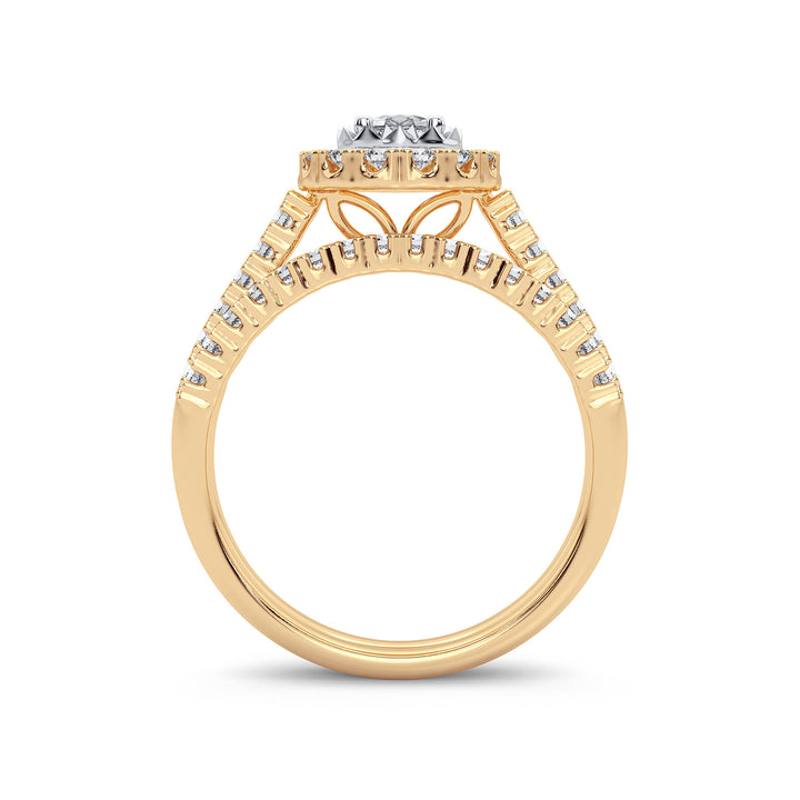 14K Yellow Gold Lab Diamond Bridal Ring - 1.05CT Elegance