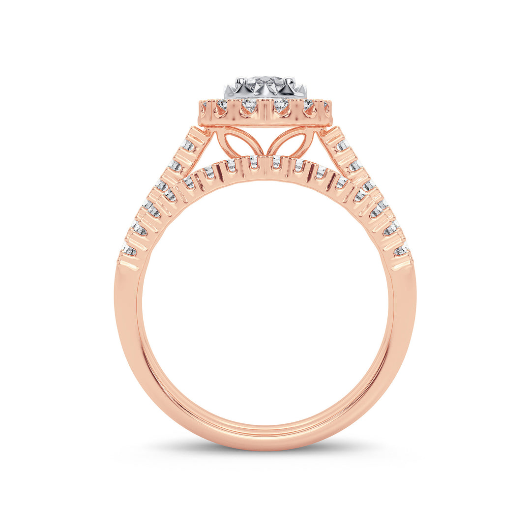 Romantic 14k Rose Gold Lab Diamond Bridal Ring 1CT