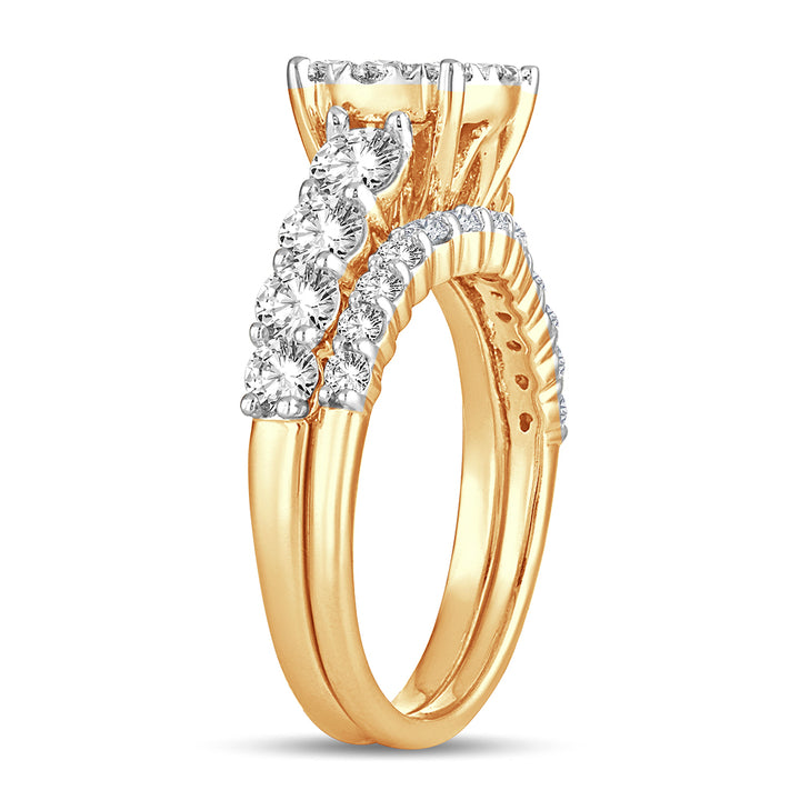 14k Yellow Gold 2CT Lab Diamond Bridal Ring Set