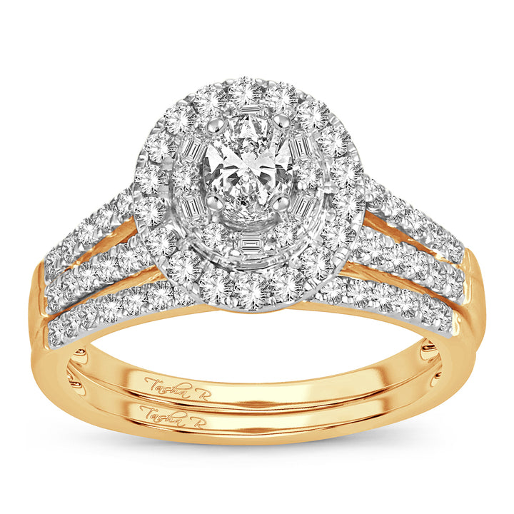 14k Yellow Gold 1CT Lab Diamond Bridal Ring Set Elegance