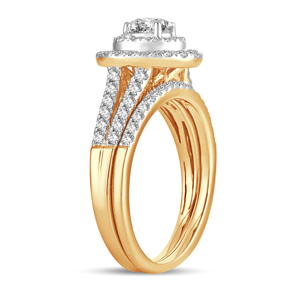 14k Yellow Gold 1CT Lab Diamond Bridal Ring Set Elegance