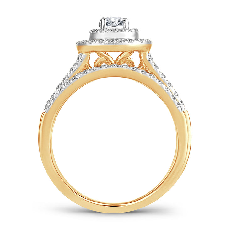 14k Yellow Gold 1CT Lab Diamond Bridal Ring Set Elegance