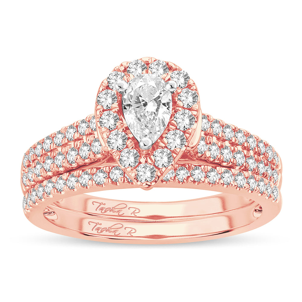 Romantic 14k Rose Gold 1CT Lab Diamond Engagement Ring
