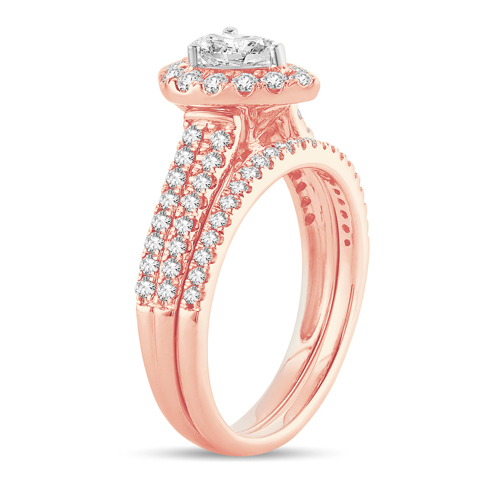 Romantic 14k Rose Gold 1CT Lab Diamond Engagement Ring