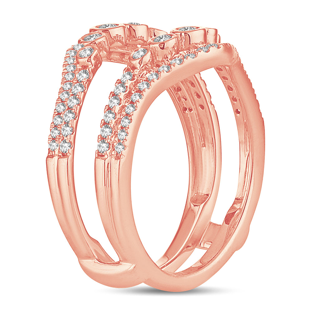 Romantic Rose Gold Lab Diamond Ring Guard Enhancer 0.50CT