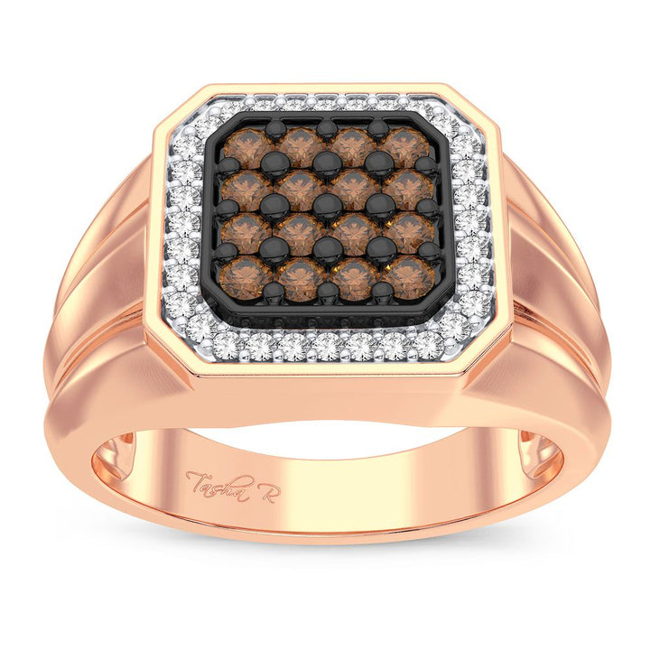 10K Rose Gold Lab Diamond Mens Signature Band Ring