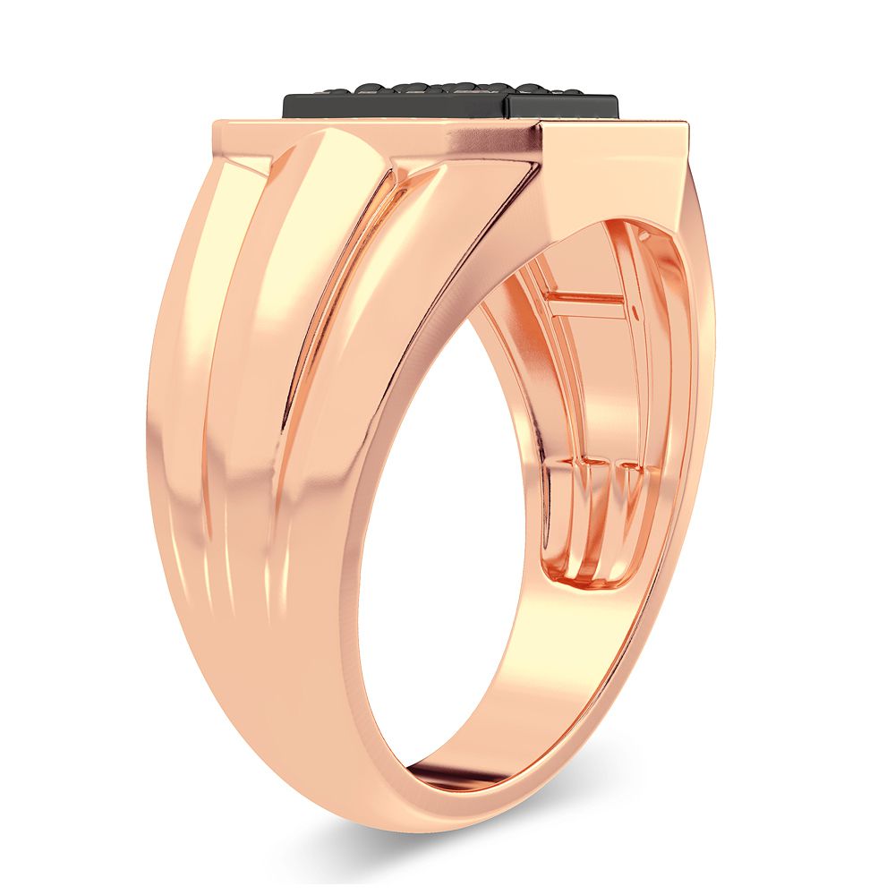10K Rose Gold Lab Diamond Mens Signature Band Ring