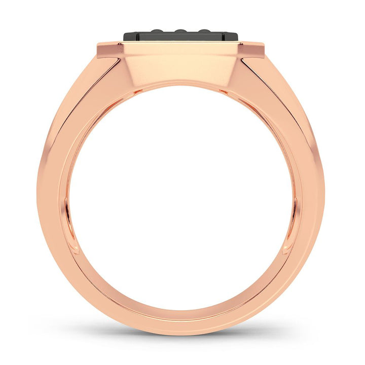 10K Rose Gold Lab Diamond Mens Signature Band Ring
