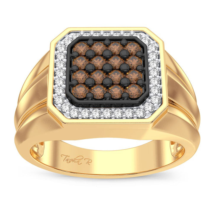 10K Yellow Gold Mens Lab Diamond Signature Band Ring