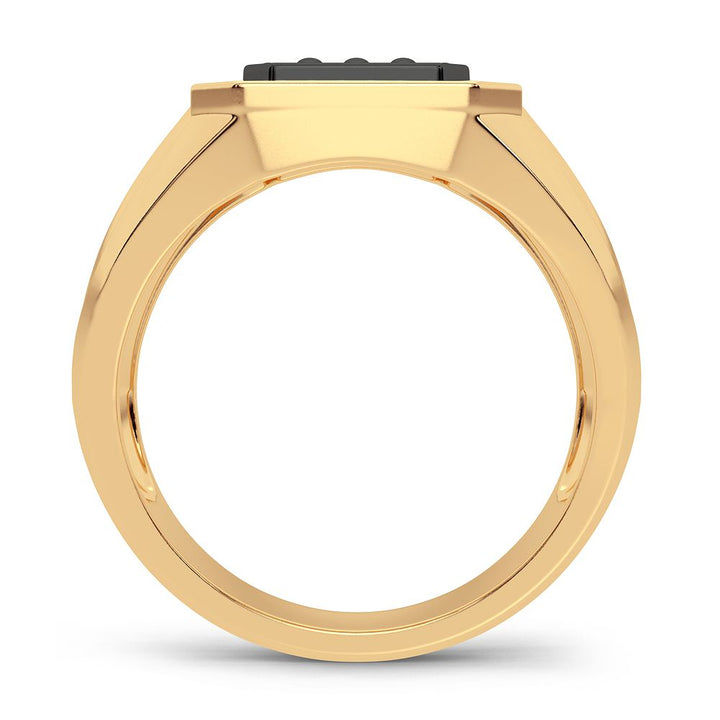 10K Yellow Gold Mens Lab Diamond Signature Band Ring