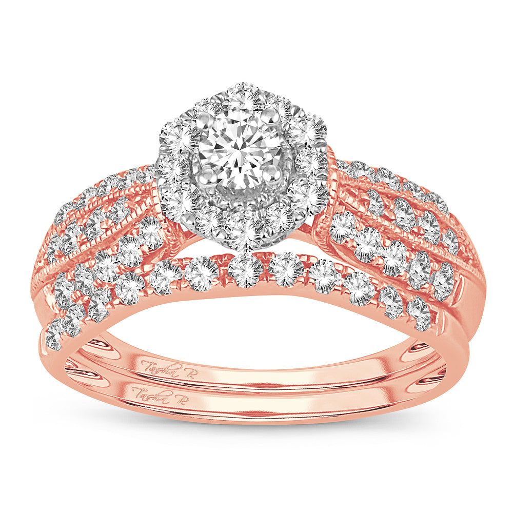 14k Rose Gold 1CT Lab Diamond Bridal Ring