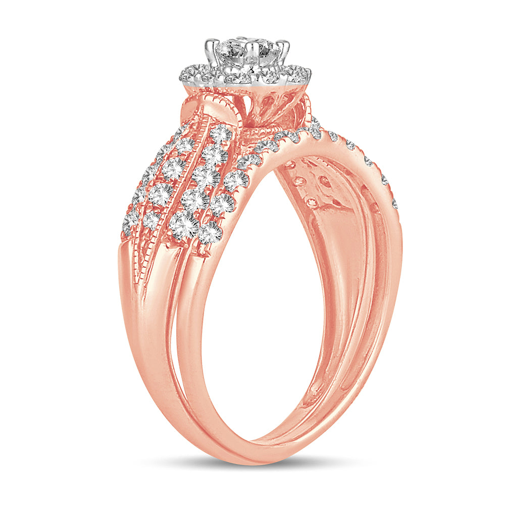 14k Rose Gold 1CT Lab Diamond Bridal Ring