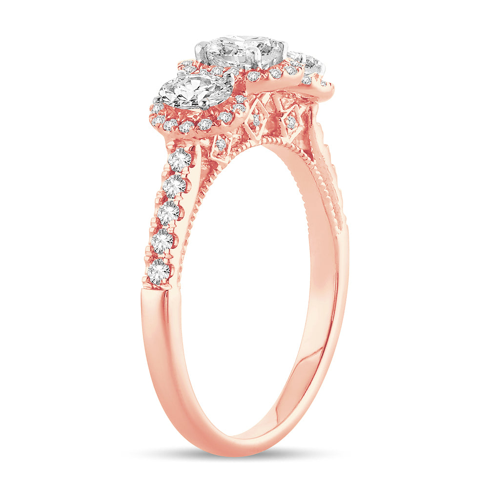 Romantic 14k Rose Gold Lab Diamond Engagement Ring (1.00CT)