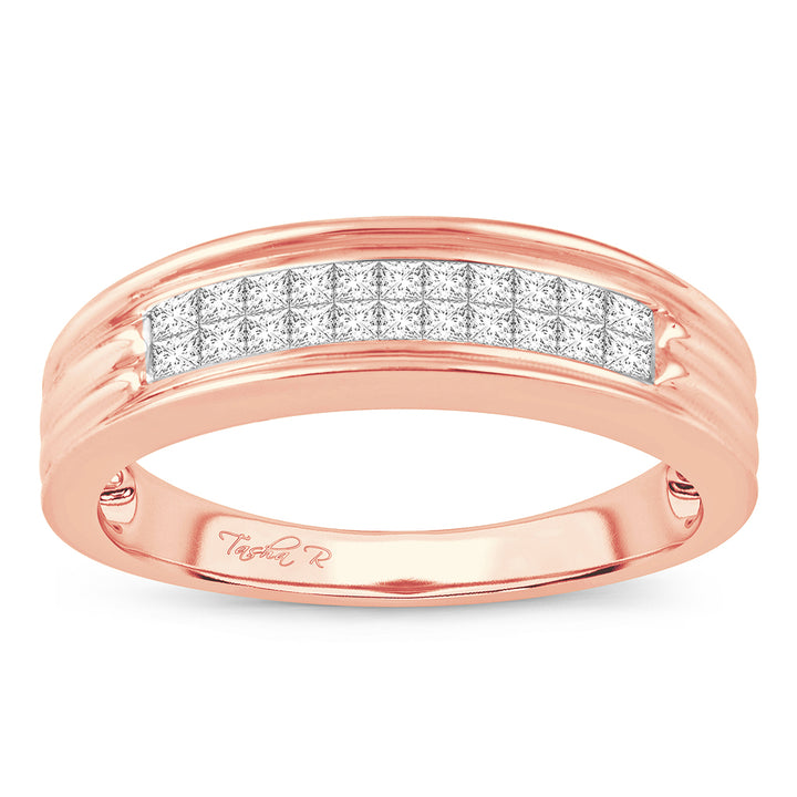 14k Rose Gold Mens Lab Diamond Wedding Band - 0.50ct