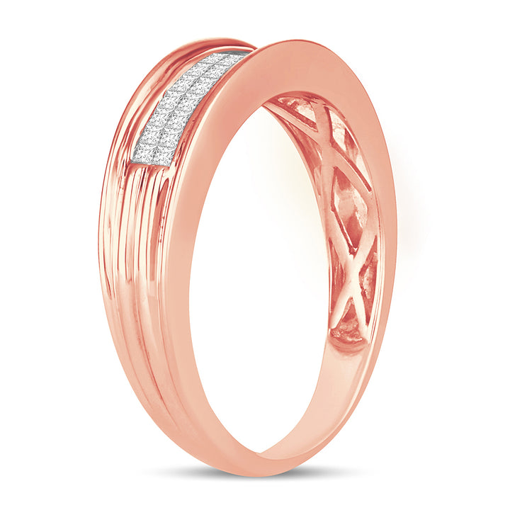 14k Rose Gold Mens Lab Diamond Wedding Band - 0.50ct