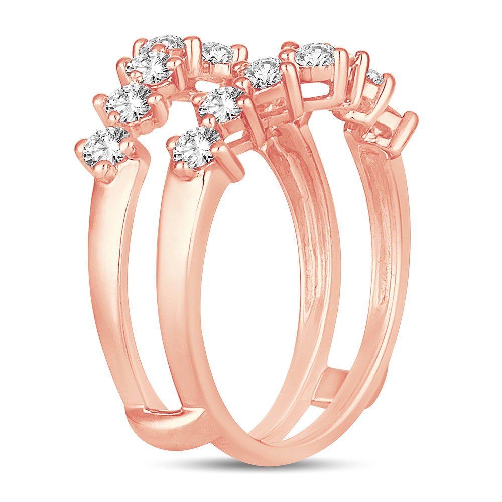 Romantic Rose Gold 1CT Lab Diamond Ring Guard Enhancer