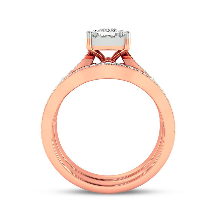 Romantic 14k Rose Gold Lab Diamond Bridal Ring (0.9ct)