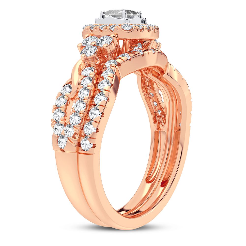 14k Rose Gold 1CT Lab Diamond Bridal Ring