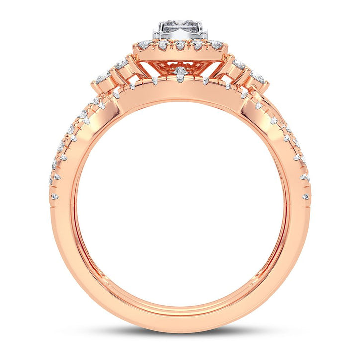 14k Rose Gold 1CT Lab Diamond Bridal Ring