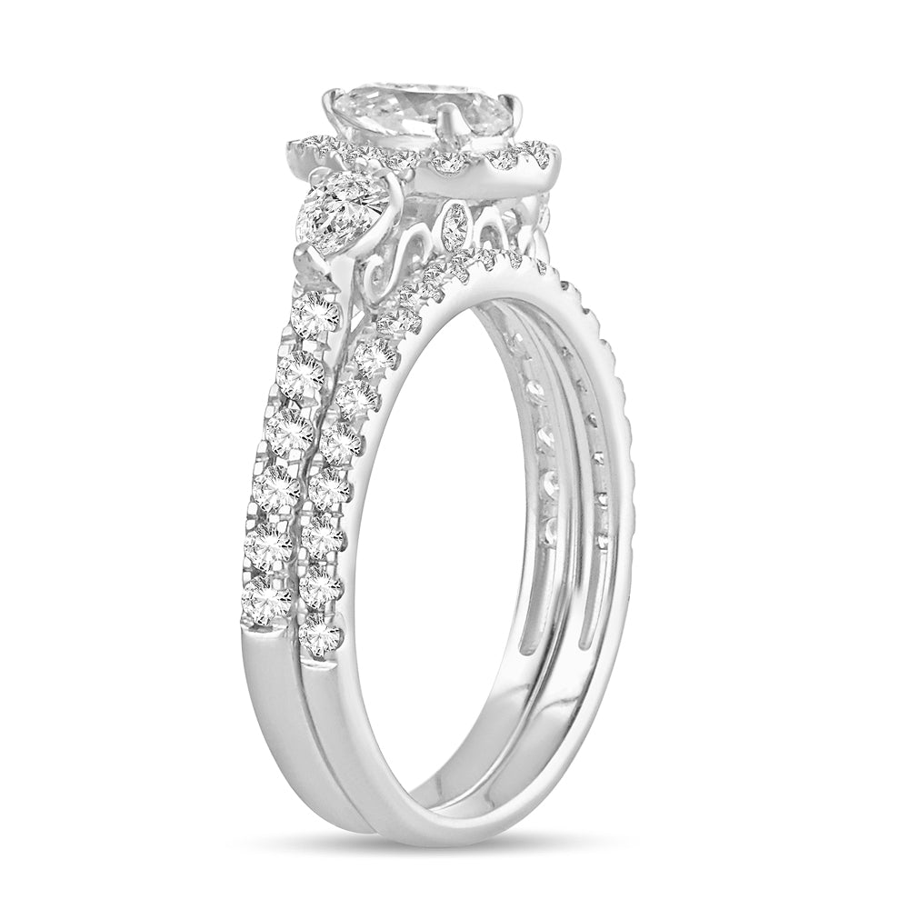 Brilliant 14k White Gold 1.50CT Lab Diamond Bridal Ring