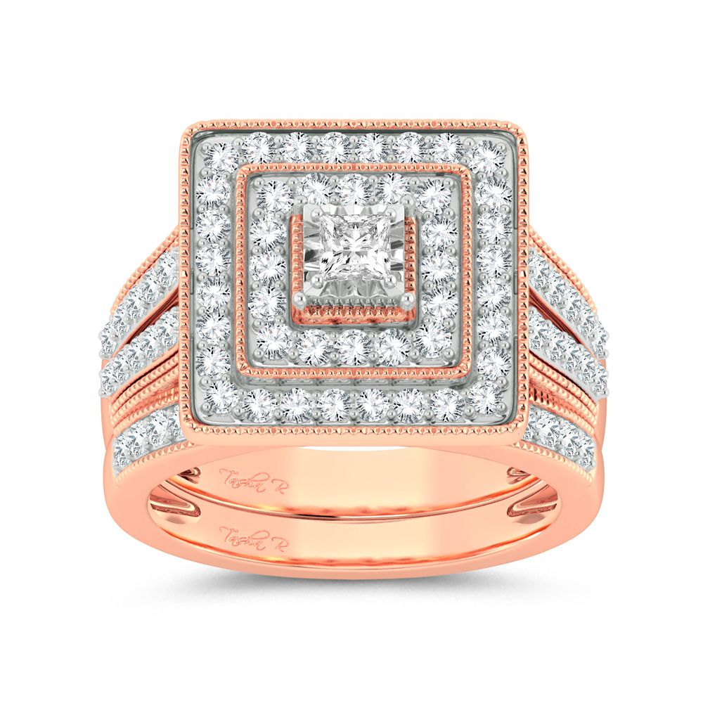 Romantic 14k Rose Gold Lab Diamond Bridal Ring (1ct)
