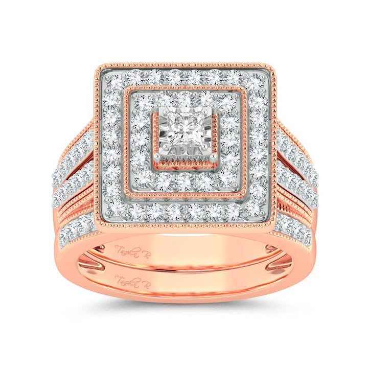 Romantic 14k Rose Gold Lab Diamond Bridal Ring (1ct)