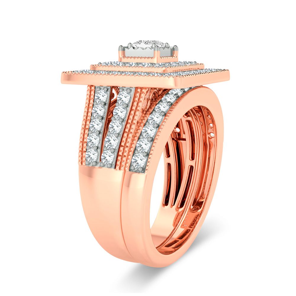 Romantic 14k Rose Gold Lab Diamond Bridal Ring (1ct)