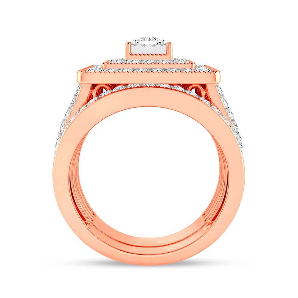 Romantic 14k Rose Gold Lab Diamond Bridal Ring (1ct)