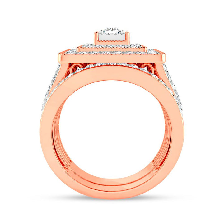 Romantic 14k Rose Gold Lab Diamond Bridal Ring (1ct)