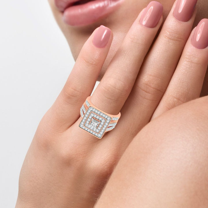 Romantic 14k Rose Gold Lab Diamond Bridal Ring (1ct)