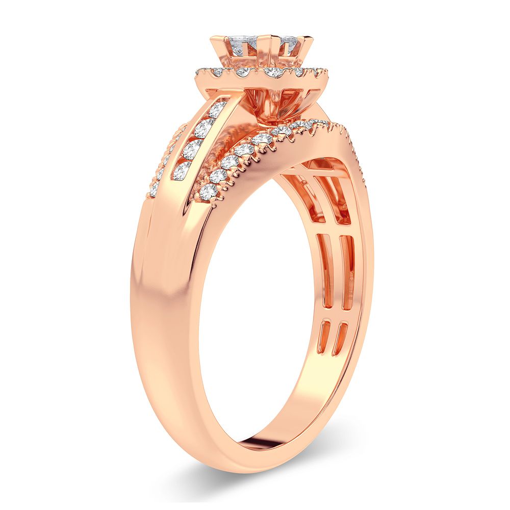 Romantic 14k Rose Gold Lab Diamond Engagement Ring (1CT)
