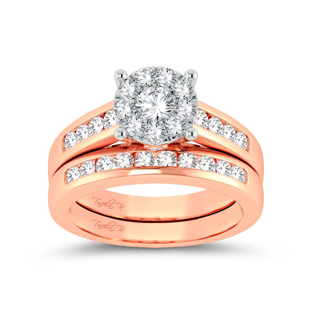 Romantic 14k Rose Gold Lab Diamond Bridal Ring (1ct)