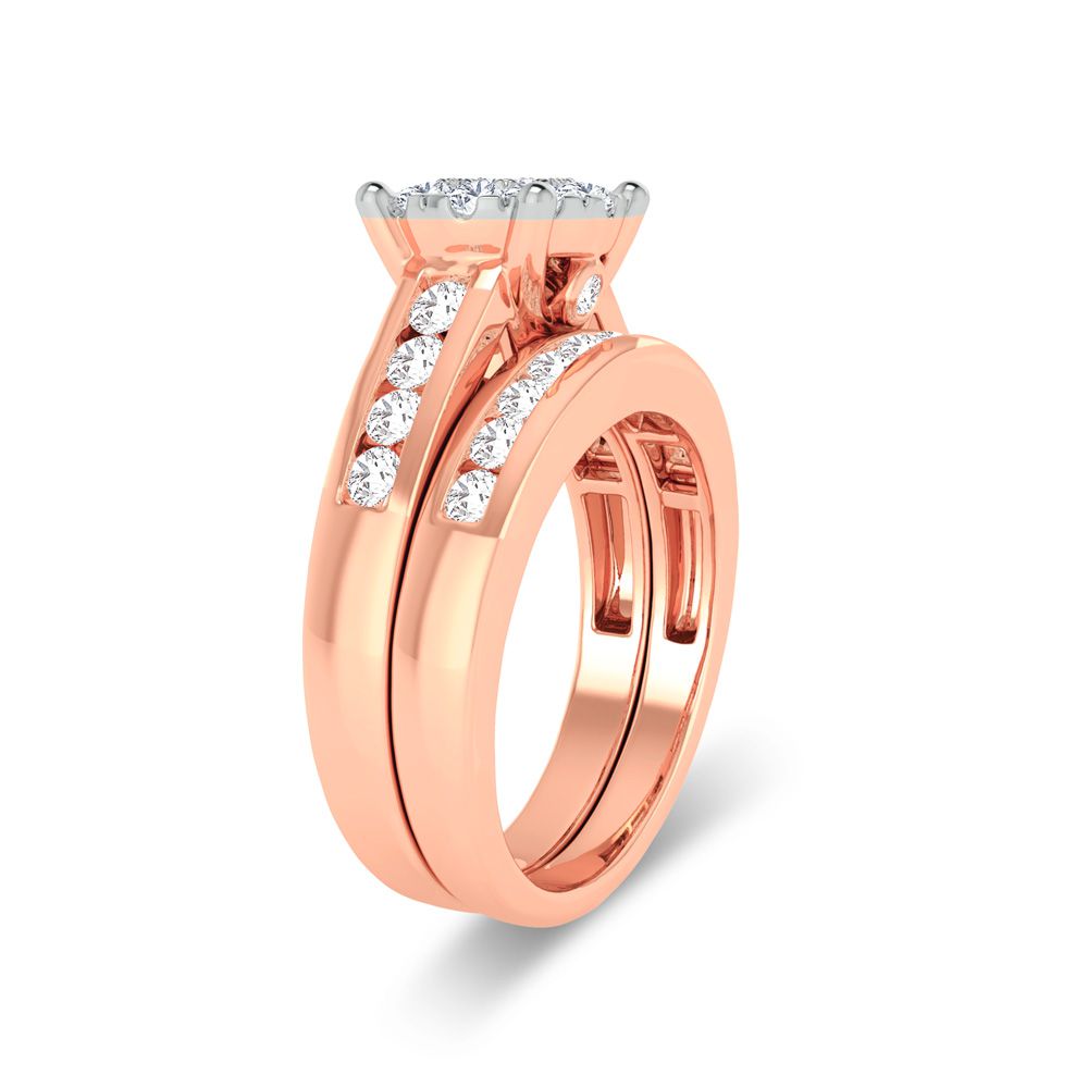 Romantic 14k Rose Gold Lab Diamond Bridal Ring (1ct)