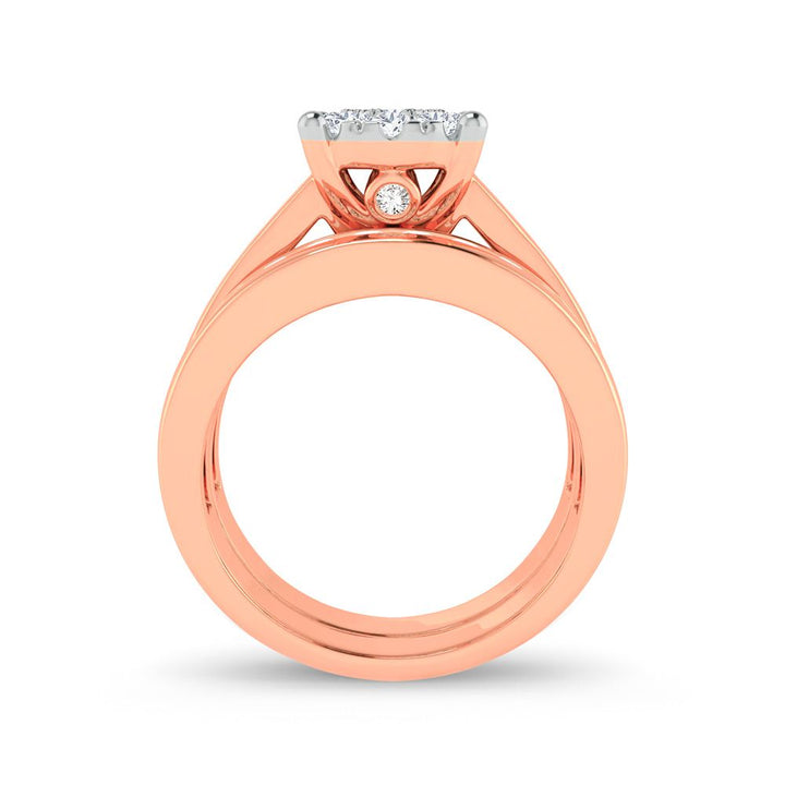 Romantic 14k Rose Gold Lab Diamond Bridal Ring (1ct)