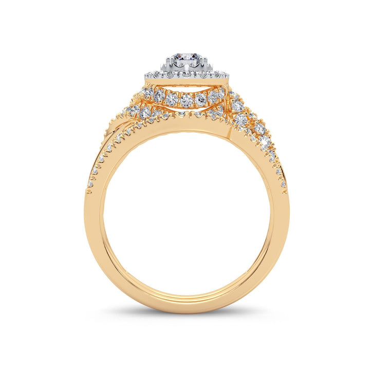 14K Yellow Gold Lab Diamond Bridal Ring - 1CT Brilliance
