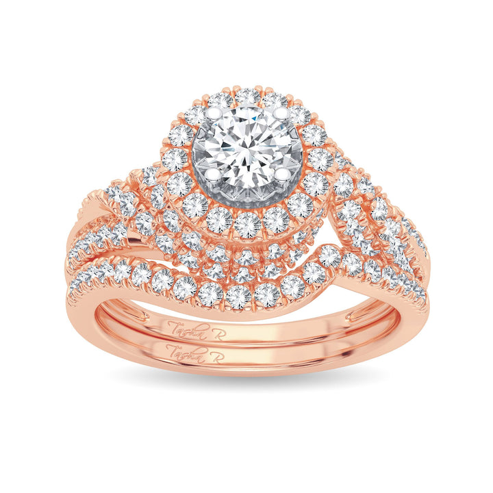 Romantic 14k Rose Gold Lab Diamond Bridal Ring (1CT)