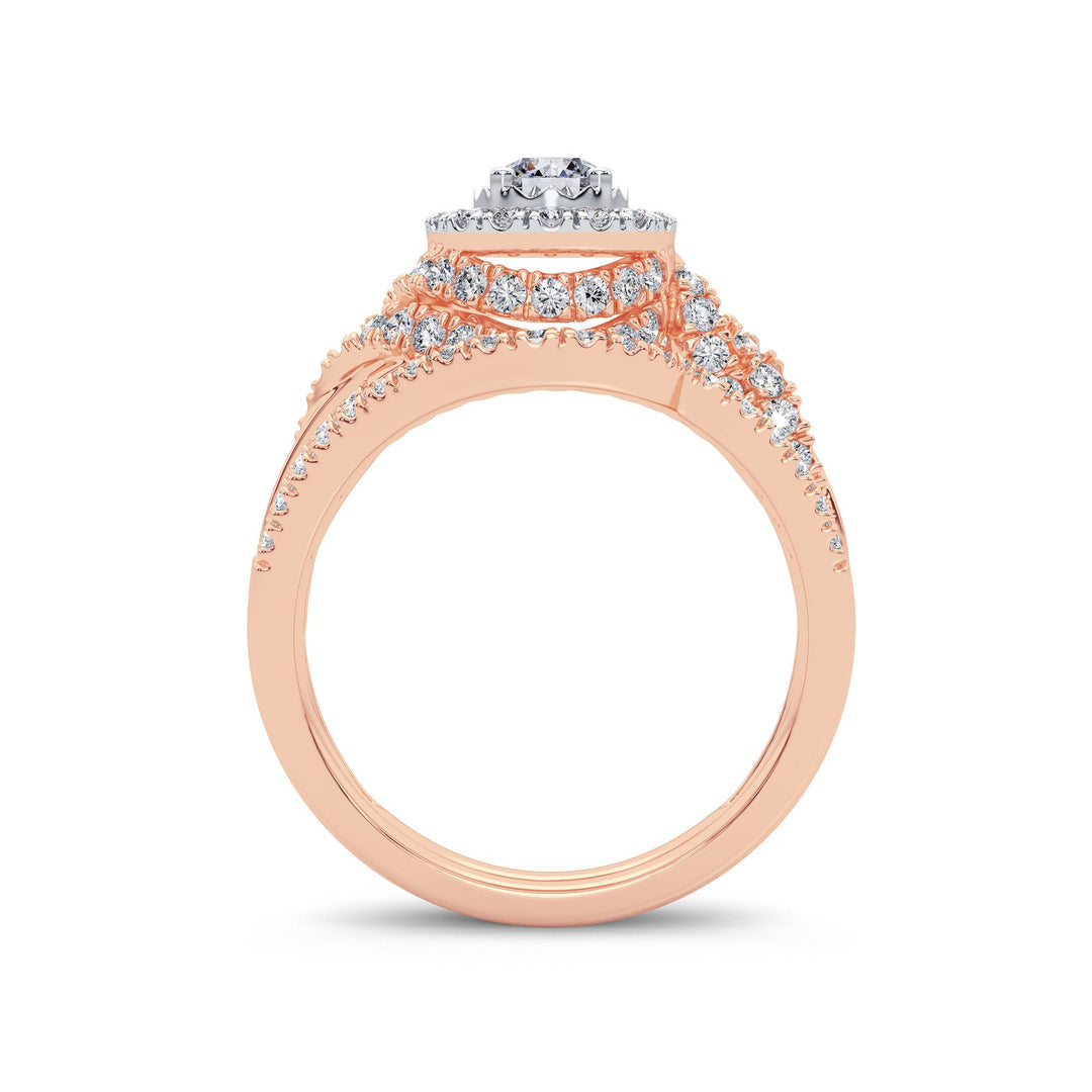 Romantic 14k Rose Gold Lab Diamond Bridal Ring (1CT)