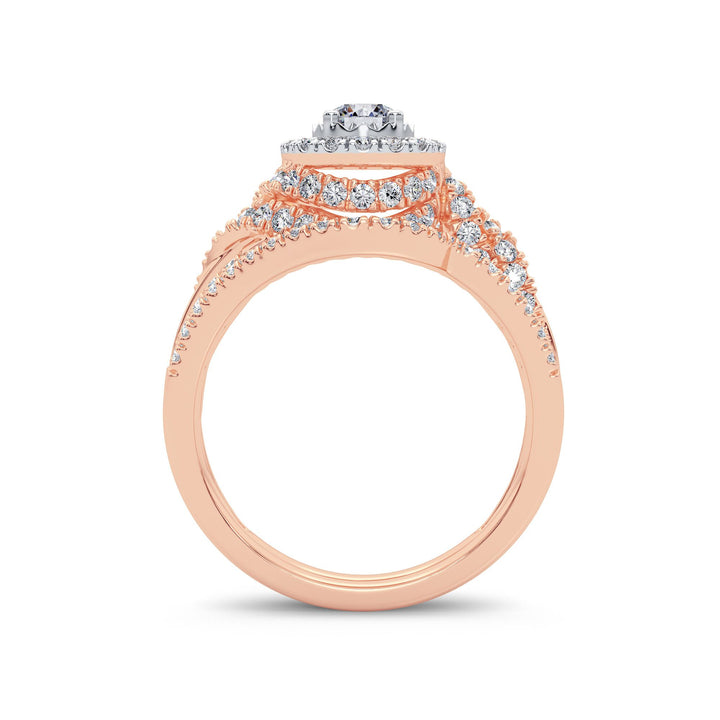 Romantic 14k Rose Gold Lab Diamond Bridal Ring (1CT)