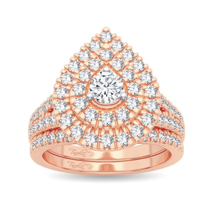 Romantic 14k Rose Gold Lab Diamond Bridal Ring 1CT
