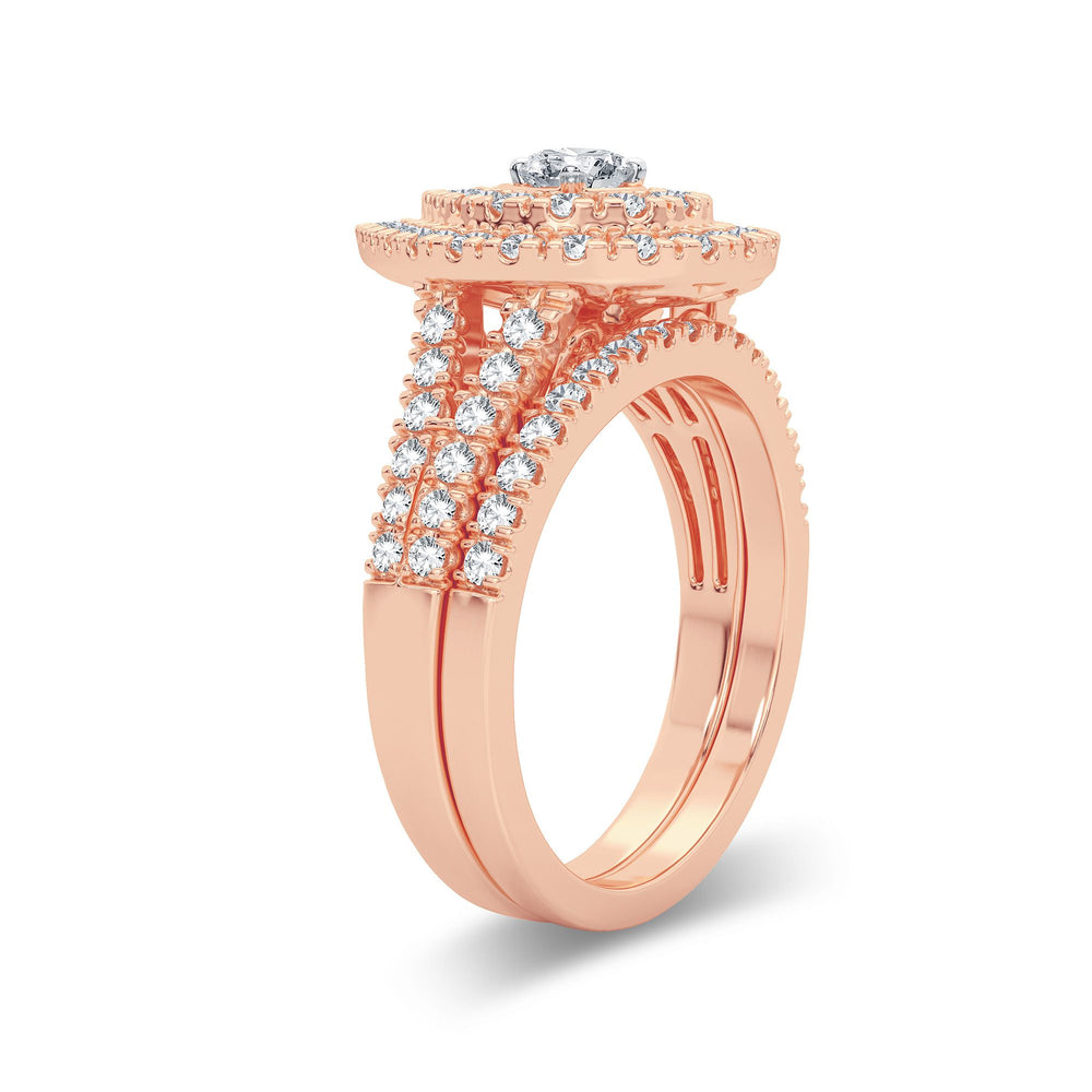Romantic 14k Rose Gold Lab Diamond Bridal Ring 1CT