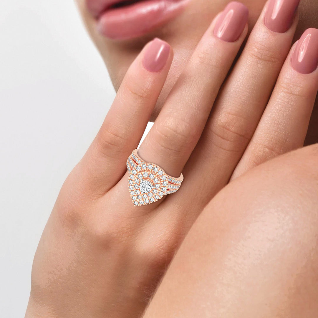 Romantic 14k Rose Gold Lab Diamond Bridal Ring 1CT