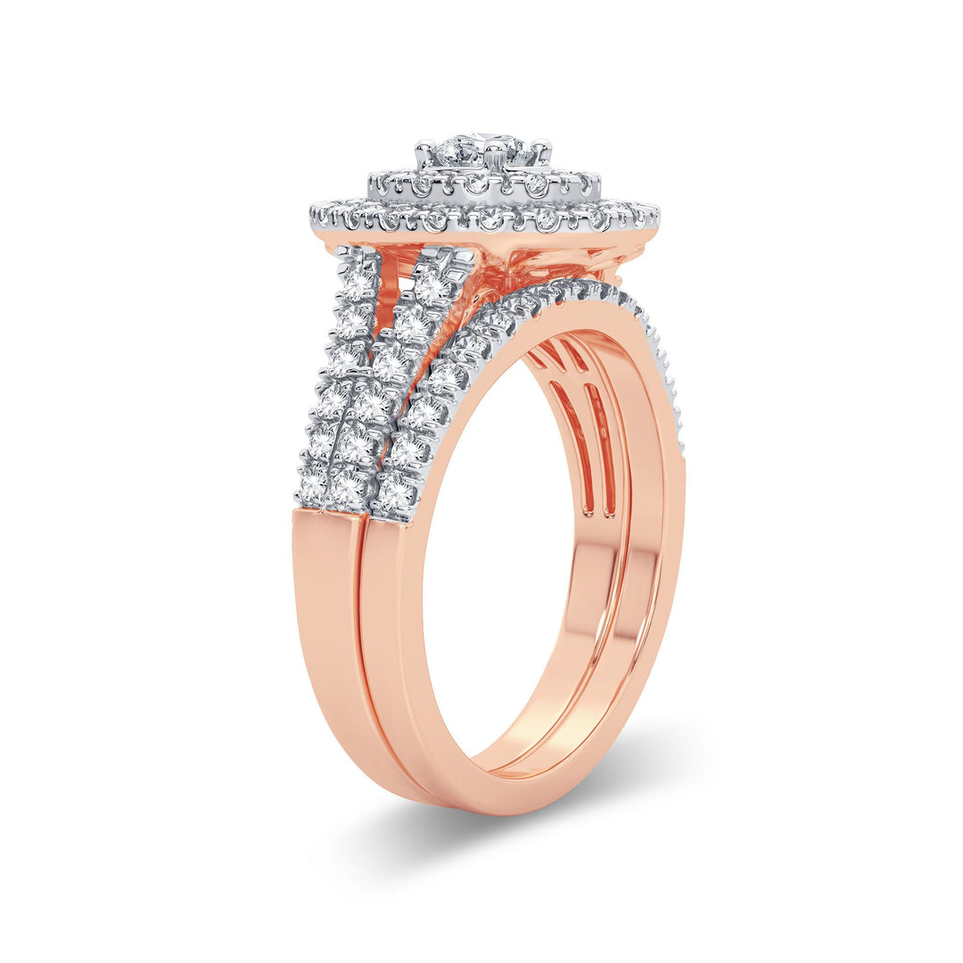 Romantic 14k Rose Gold Lab Diamond Bridal Ring (1CT)